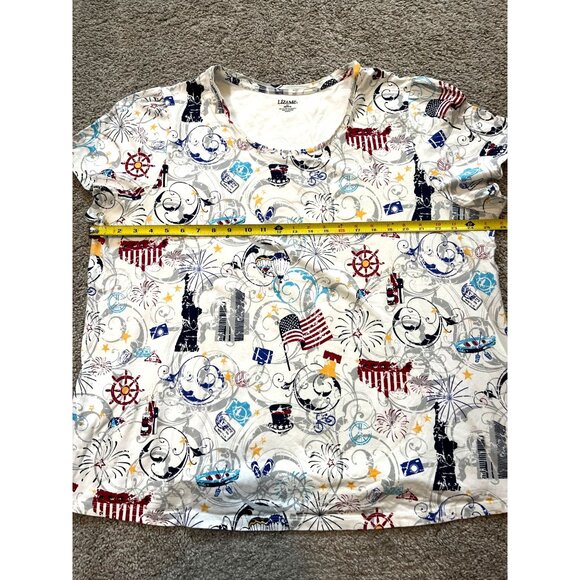 Liz & Me T-Shirt With Patriotic Print Women's Size 2X (22/24) America USA RW&B - Picture 3 of 6
